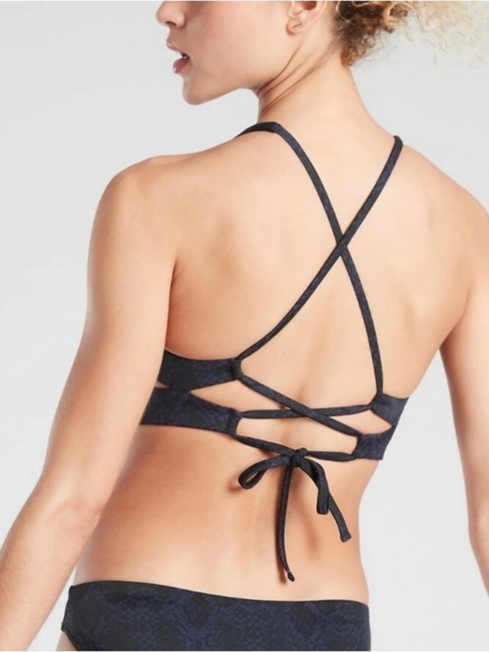 Athleta D-DD Snake Triangle Bikini Top Size Small Blue/Black NWT - Picture 2 of 9